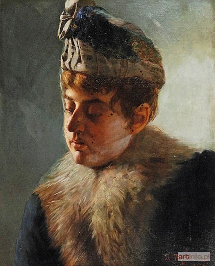 PUACZ Józef | Portret damy w kapeluszu z woalką, 1889