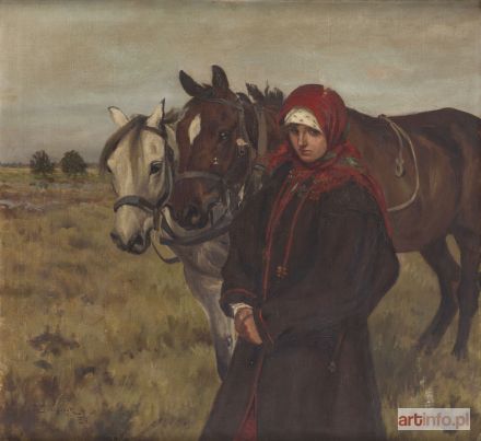 JÓZEFCZYK Zygmunt | Hucułka przy koniach, 1924 r.