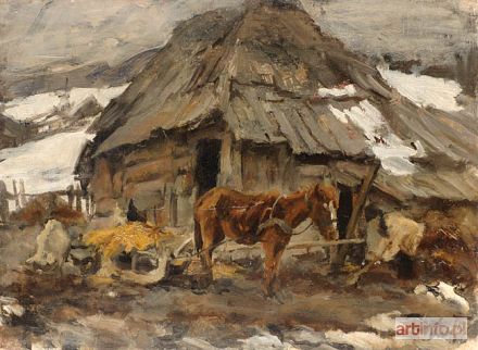 KITZ Marcin | KOŃ PRZED CHAŁUPĄ W ZIMOWEJ SCENERII, 1931