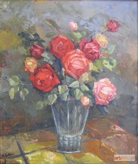 EPSTEIN Henryk (Chaim) | Bouquet de roses dans un vase de cristal