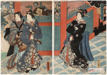 KUNISADA Utagawa (Toyokuni III) | Przy bramie świątyni Boga Burzy w Asakusa, 1853