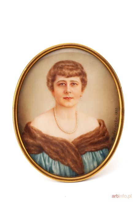 DĄBROWSKA Kazimiera | Miniatura - Portret kobiety w perłach, 1933 r.