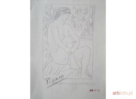 PICASSO Pablo | Mujer Desnuda, Sentada, Delante De Una Cortina, 1933