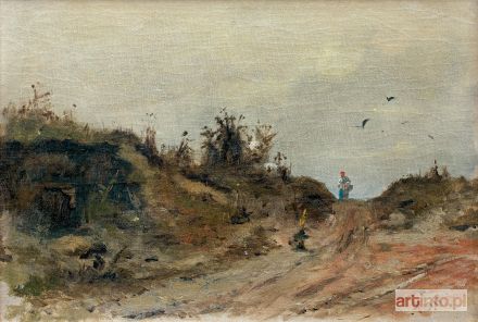 BRANDT Józef | PEJZAŻ Z WĘDRUJĄCĄ KOBIETĄ, ok. 1870