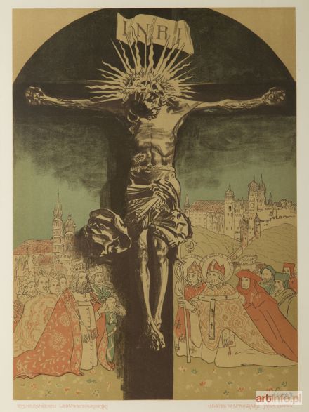 WYCZÓŁKOWSKI Leon | Chrystus na krzyżu w adoracji świętych i królów polskich, 1915 r.