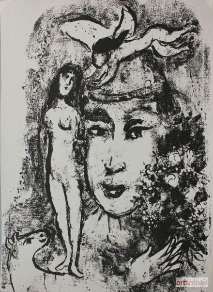 CHAGALL Marc | Biały Clown („Derrière le Miroir” no 147,  1964,  Mourlot #411)