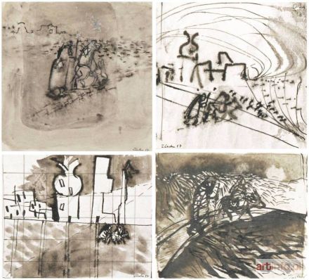 LACHUR Zdzisław | Ucieczka - Zestaw 4 prac, 1957