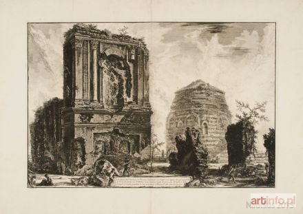 PIRANESI Giovanni Battista (Giambattista) | A Veduta del Sepolcro di Pisone Liciniano su l`antica via Appia [Widok grobowców Pisona Licynianusa i rodziny Korneliuszy na an