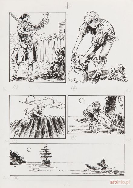 SZYSZKO Marek | Klasyka przygodowa 1: Wyspa skarbów, plansza komiksowa nr 18, 1988 r.