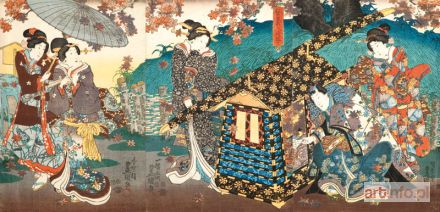 KUNISADA Utagawa | Książę Hikaru (Genji ) przed palankinem, ok. 1850-53 r.