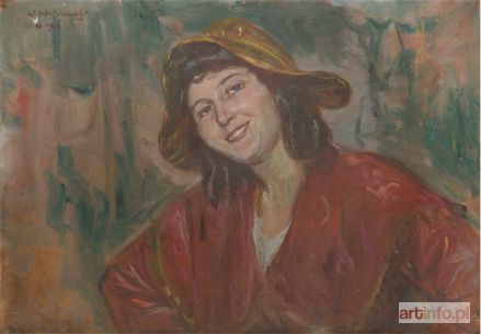 WODZINOWSKI Wincenty | Portret kobiety w czerwonej sukience, 1926 r.