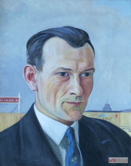 HOFMAN Wlastimil | Portret pana Potockiego na tle muru stadionu Towarzystwa Sportowego Wisła w Krakowie, 1932