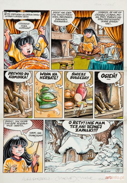 MAZUR Maciej | Xenia - Ogień, plansza komiksowa nr 1A, 1B, 1C, 2001 r.