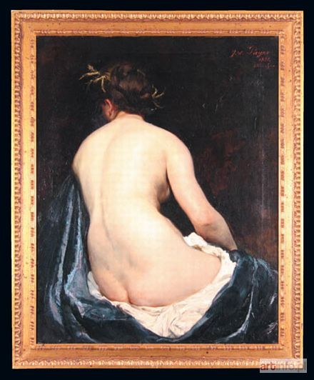 PAYER von Ritter Julius | Akt z błękitną tkaniną, 1881 r.