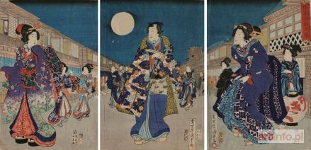 KUNISADA Utagawa | Wieczór w Edo - tryptyk