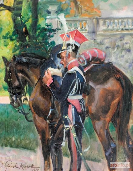 KOSSAK Wojciech | UŁAN PRZY KONIU, 1917